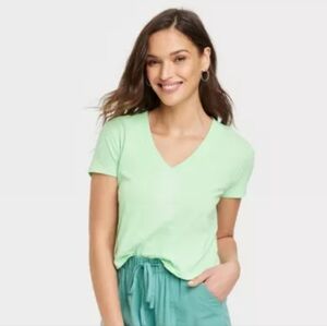 Women's Shrunken V-Neck Cotton T-Shirt‎ XXL